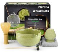 Matcha Set (7-Piece) Which Matcha Whisk, Matcha Cup, Matcha Bowl, Chasen, Matcha Sieve, Matcha Spoon,Ideal Starter Matcha Kit for Easy Matcha Making (Matcha Green)