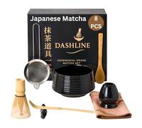 Matcha Set for Tea Ceremony, 8-Piece Forged Black Ripple, Ceramic Matcha Kit, 100% Hand Made Matcha Whisk Set & Ceramic Holder, Cloth, Bowl, Scoop, Sifter, Bamboo Spoon, Matcha Tea Set for Tea Lovers