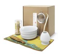 Matcha Set, Matcha Tea Set - Matcha Broom Set with Whisk, Broom Holder, Ceramic Matcha Bowl, 2 Teaspoons - Japanese Accessories for Matcha Ceremony, Perfect for Preparation