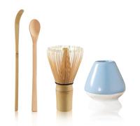 Matcha Set Matcha Whisk and Matcha Spoon Matcha Ceremony Accessory Set, Ceramic Matcha Whisk Holder(Blue)