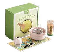 Matcha Set Whisk and Bowl Kit, 7PCS Ceramic Matcha Tea Whisk, Including Matcha Bowl, Matcha Whisk & Stand, Spoon & Spoon Holder, Sieve & Towel, Japanese & Song Dynasty Tea Ceremony (Pink)