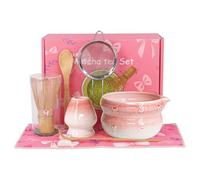 Matcha Set with Bowl 8 Piece Pink Matcha Kit Including Whisk, Scoop, Spoon, Holder, Sifter & Tea Cloth Matcha Gift Set