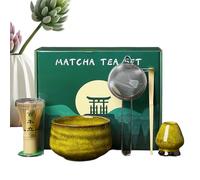 Matcha Tea Making Set - Ceramic Bowl Whisk, Tea Stirrer Filter | 5 Piece Matcha Kit with Stand, Perfect for Teas Lovers Home Use Gift Christmas Family Friends Traditional Teas Ritual