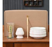 Matcha Tea Set 4 Piece Song Dynasty Kung Fu Tea Teaware Japanese Tea Room Tea Making Tools Matcha Culture Lovers Gifts Travel Tea Set for Tea Lovers(PK-WH)