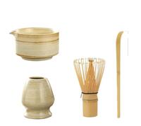 Matcha Tea Set 4PCS Matcha Tea Set Safe Whisk Teaspoon Sets Indoor Beverage Shop Tea-Making Tools Accessories(White)