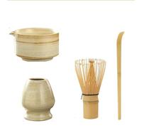 Matcha Tea Set 4PCS Matcha Tea Set Safe Whisk Teaspoon Sets Indoor Beverage Shop Tea-Making Tools Accessories(White)