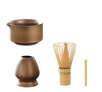 Matcha Tea Set 4PCS Matcha Tea Set Safe Whisk Teaspoon Sets Indoor Beverage Shop Tea-Making Tools Accessories(Brown)