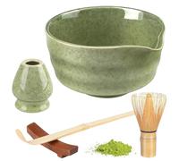 Matcha Tea Set, 5 Pieces Japanese Matcha Ceremony Kit Includes Matcha Bowl with Spout, Matcha Holder, Whisk Stand, Bamboo Scoop and Spoon Rest, Matcha Making Set for Traditional Tea Ceremony