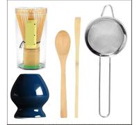 Matcha Tea Set 5Pcs Matcha Tea Set for Beginners Matcha Making Starter Kit with Matcha Whisk Tea Scoop Whisk Holder for Kitchen(Set D)