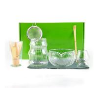 Matcha Tea Set 7Pcs Matcha Whisk Set Clear Glass Tea Making Kit with Bowl Cup for Lovers