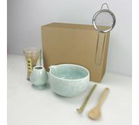 Matcha Tea Set, Matcha Whisk Set, Making Tea Kit 6-Piece with Crystalline Glaze Bowl, Bamboo Chasen, Chasen Holder, Scoop, Spoon and Sifter, Multiple Colors Available