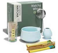 Matcha Tea Set - Matcha Whisk Set with Whisk, Whisk Holder, Ceramic Matcha Bowl, 2 Teaspoons - Japanese Accessories for Matcha Ceremony, Perfect for Preparation