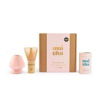 Matcha Tea Set Whisk Starter Kit by Moicha - Bamboo Matcha Whisk + Ceramic Whisk Holder + Premium Matcha Green Tea Powder 30g - Green Tea Gift Set