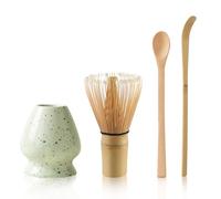 Matcha Tea Set with Matcha Whisk and Spoon, Ceramic Matcha Whisk Holder Matcha Making Kit(Light Green)