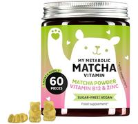 Matcha Vitamin Gummies - Natural Energy Supplement - Antioxidant - with Matcha, Coenzyme Q10, Zinc, Vitamin B12 - 60 Pieces - Sugar-Free, Vegan - Bears with Benefits