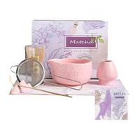 Matcha Whisk Set 7 pcs, Pink Matcha Set, Matcha Tea Set for Making Latte, Japanese Matcha Kit with Traditional Chasen for Authentic Tea Ceremony (Pink, 7PCS)