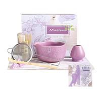 Matcha Whisk Set 7 pcs, Pink Matcha Set, Matcha Tea Set for Making Latte, Japanese Matcha Kit with Traditional Chasen for Authentic Tea Ceremony (Purple, 7PCS)