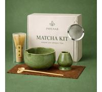 Matcha Whisk Set, 7-Piece Matcha Tea Kit - Green Ceramic Matcha Bowl (Chawan) with Spout, Bamboo Chasen & Scoop - Matcha Making Set for Latte, Gift for Matcha Lovers (Emerald Green)