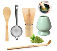 Matcha Whisk Set, Afenau 5pcs Matcha Kit with Bamboo Whisk, Whisk Holder, Tea Puller, Tea Spoon, Sieve, Handmade Matcha Tea Set, Perfect Matcha Starter Kit for Matcha Lovers