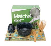 Matcha Whisk Set Green, 8pcs Matcha Kit for Ceremony, Matcha Bowl Set Include Matcha Whisk, Holder and Bowl, Matcha Tea Set for Making Breakfast, Latte, Tea Gifts for Matcha Lovers (Charcoal Black)