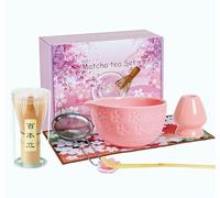 Matcha Whisk Set，Includes Matcha Bowl, Matcha Whisk and Holder, Bamboo Scoop, Scoop Rest, Sifter and Tea Towel, Ceremony Matcha Tea Making Tools