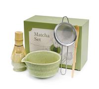 Matcha whisk Set, Matcha Making Kit with whisk Whisk, Matcha Whisk Holder Sst Unique Gifts for Women Men Girl Friend Home Kitchen Decor Gifts for Christmas, Birthday, Halloween (Green, 5 PCS)