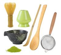 Matcha Whisk Set with Bamboo Matcha Whisk,Holder,Sifter,Spoon,Ceramic Bowl,Scoop,for Traditional Japanese Tea Ceremony,Gifts for Tea Lovers Beginners Enthusiasts