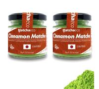 Matchaeco 100g Cinnamon Matcha [2 x50g Cinnamon] Japanese Matcha Green Tea Powder Flavoured |Authentic Stone Ground Ceremonial Grade From Japan | Pesticide-Free | Vegan Gift Ideas | (CC)