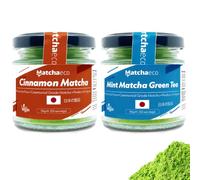 Matchaeco 100g Peppermint Cinnamon Matcha [2 x 50g Mint/Cin] Japanese Mint & Cinnamon Matcha Green Tea Powder Flavoured | Stone Ground Ceremonial Grade From Japan | Pesticide-Free| (100g CM)