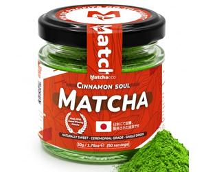 Matchaeco Cinnamon Flavoured Matcha Powder 50g | Japanese Green Tea Natural | Made With Award-Winning Japanese Matcha & Natural Cinnamon, Cosy, Smooth & Perfect For Spiced Lattes - 50g Recyclable Jar