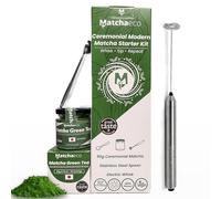 Matchaeco Modern Matcha Ceremony Starter Kit - 50g Japanese Ceremonial Grade Matcha Set with Electric Milk Frother, Glass Jar & Scoop | Smooth Daily Matcha | Gift-Ready Vegan Set
