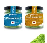 Matchaeco Twin Pack | Mint & Turmeric Matcha Blends | 2 x 50g | Authentic Japanese Ceremonial Grade Matcha Green Tea Powder with Natural Ingredients | Vegan | Antioxidant & Anti-Inflammatory (MT 100g)