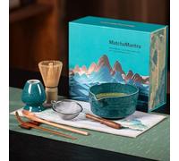 MatchaMantra Artisan Matcha Whisk Set - 8 Pcs Premium Matcha Set with Bowl (Chawan), Bamboo Whisk & Tools | Matcha Kit for Making Breakfast/Latte | Gift for Matcha Lovers (Parrot Green)