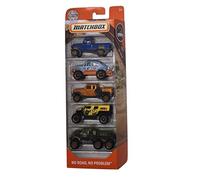 Matchbox 2019 MBX No Road, No Problem 5-Pack (Jeep Willys 4x4, Volkswagen Beetle 4x4, Jeep Gladiator, GHE-O Rescue, Road Mauler)