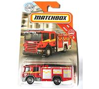 Matchbox 2019 MBX Rescue Scania P 360 Fire Engine, Red, 1:64 Scale, Die-cast Metal Alloy, Children (Unisex), 8 inches (L) x 6 inches (W) x 2 inches (H), 36+ Months