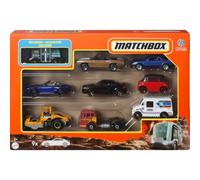 Matchbox 9-Pack Vehicles, Collection of 9 1:64 Scale Die-Cast Toy Cars Featuring Real-World Replicas of Recognizable Vehicles for Collectors and Kids 3 Years Old & Older, X7111