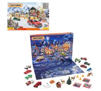 Matchbox Advent Calendar with 24 Surprises that Include 11 1:64 Scale Cars with Authentic & Holiday-Themed Decos & Accessories Holiday Gift for Kids