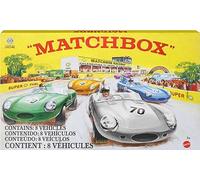 Matchbox Cars, Set of 8 Die-Cast Cars in 1:64 Scale with Premium Decos Including 1 Exclusive Vehicle, True Grip Tires, Platinum-Tone Finish, For Collectors