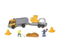 Matchbox Collectors Die-Cast Hitch and Haul 70 Years Anniversary Playset - MBX Construction Zone ~ Truck Flat Bed Trailer and Excavator with Accessor
