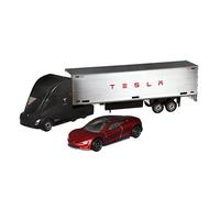 Matchbox Convoys Collectible Cars Die-cast Series - Inspired by Tesla Semi & Box Trailer and 2020 Roadster Gray, Red