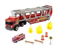 Matchbox Fire Rescue Hauler - Multifunction Playset that holds 16 Vehicles - 8 Accessories & Storage - Includes 1:64 Scale Truck - Gift for Kids 3+
