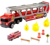Matchbox GWM23 Construction Hauler with 1 Fire Engine and 8 Accessories, Toy fr