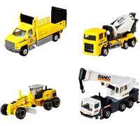 Matchbox HCC07 Construction Machines Pack of 4, Various Construction Vehicles, Toy Vehicles with Moving Parts, Toy from 3 Years