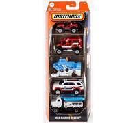 Matchbox MBX Marine Rescue 5 Pack [Cliff Hanger, 4x4 Scrambulance, Deep Diver, Ford Explorer, Rapids Rescue] 1:64 Scale Diecast Toy Vehicles