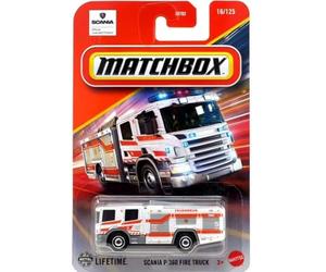 Matchbox Scania P 360 Fire Truck [White] 16/125, 1:64 Scale Diecast Car