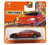 Matchbox - Tesla Model S - MB Metro 89/100 - HVN70 - Short Card - Dark Red - Superfast Lesney - Mattel 2024-1:64