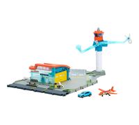 Matchbox Toy Car Playset Takeoff Adventure Airport Set with Die-Cast Audi in 1:64 Scale Plastic Plane Take-Off & Landing Feature & Storage