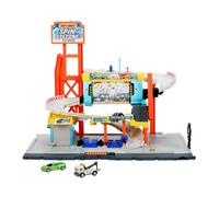 Matchbox Toy Car Track Set, Spin Cyclone Car Wash Playset with 1:64 Scale Corvette & Tow Truck, Features Spinning Wash Tunnel, Tune-Up Shop & Parking, JGB68