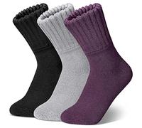 Matcheck Womens Merino Wool Socks Winter Ski Warm Boot Socks Men Thermal Thick Cozy Hiking 3 Pairs, Black + Grey +Purple, 4.5-9 UK