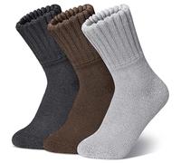 Matcheck Womens Merino Wool Socks Winter Ski Warm Boot Socks Men Thermal Thick Cozy Hiking 3 Pairs, Dark Grey + Grey +Brown, 4.5-9 UK